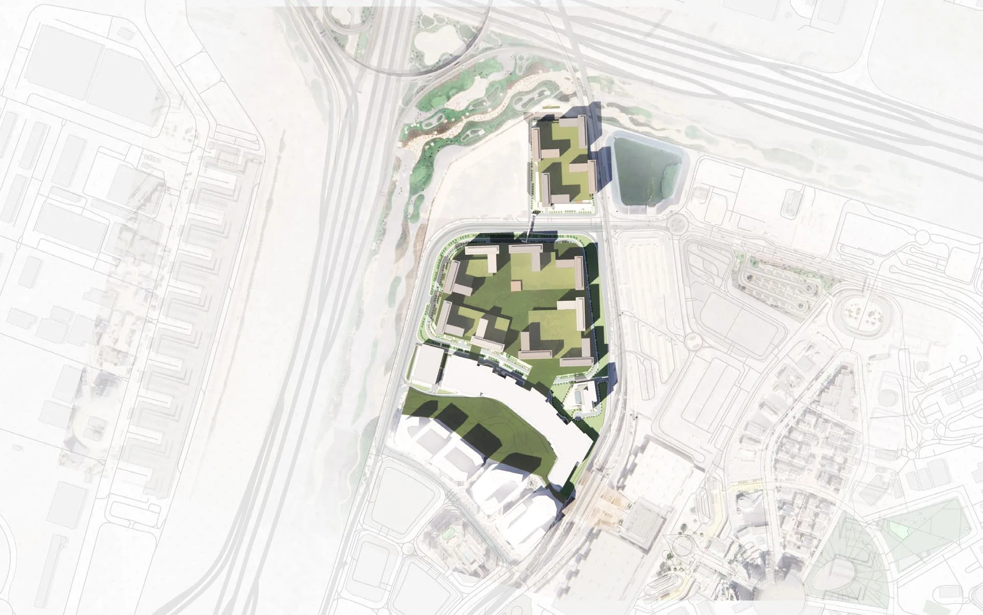 Lunaya masterplan showing lagoons, parks, villas and Lunaya Terraces